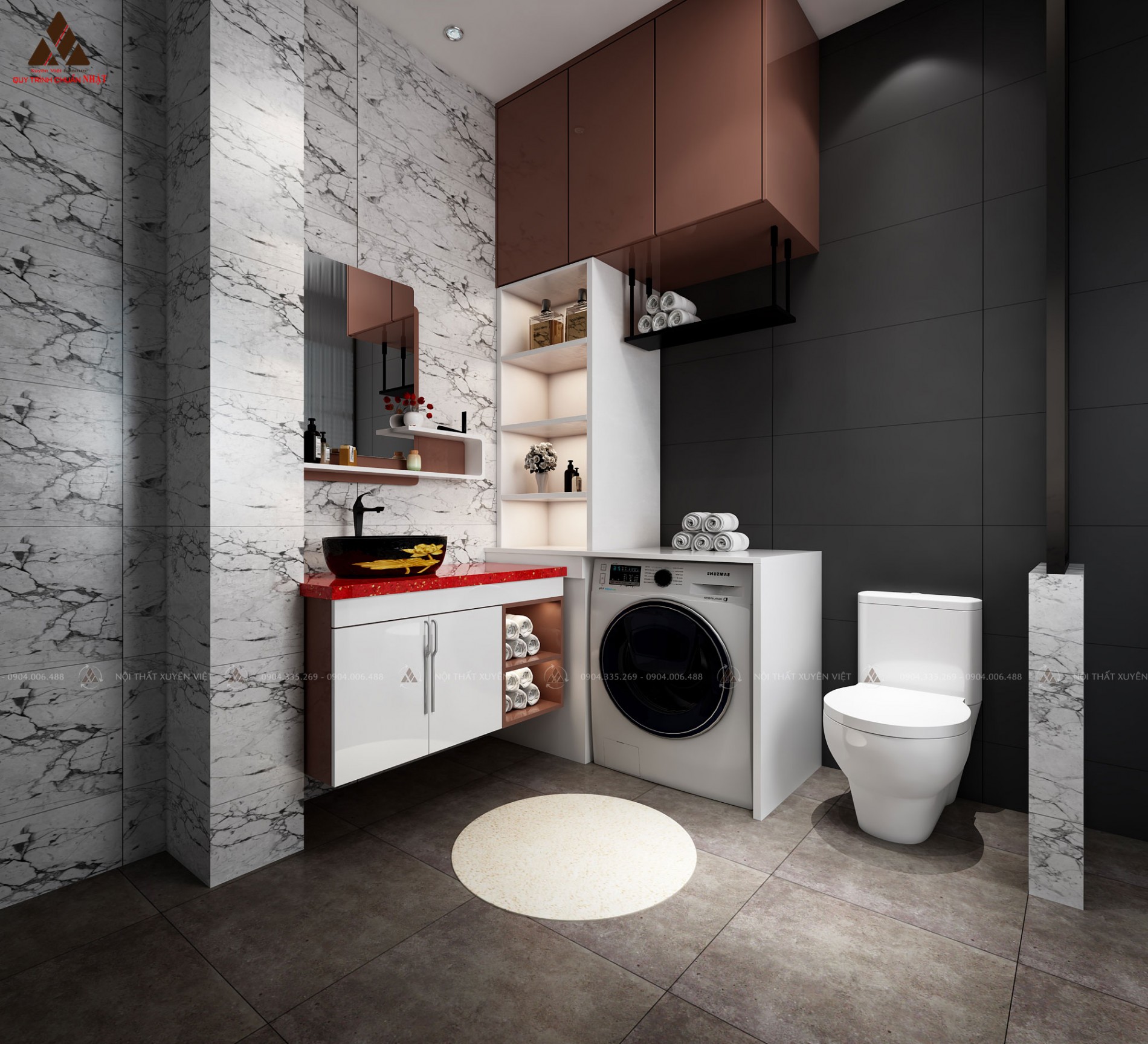 Tủ lavabo phủ acrylic và laminate LBK2024 đáp ứng đủ mọi yêu cầu của khách hàng