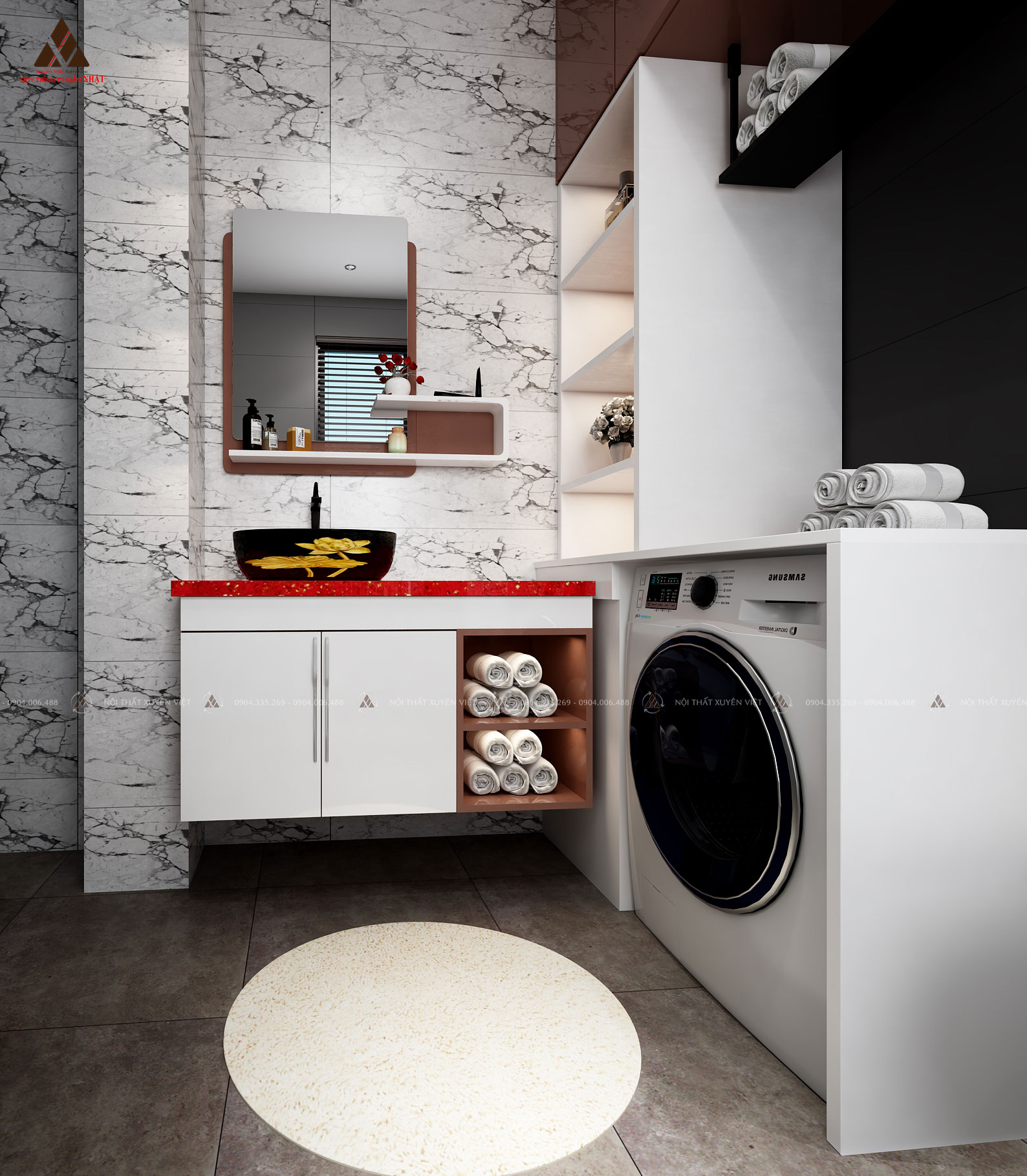 Tủ lavabo phủ acrylic và laminate LBK2024 xứng đáng đồng tiền bát gạo bạn bỏ ra