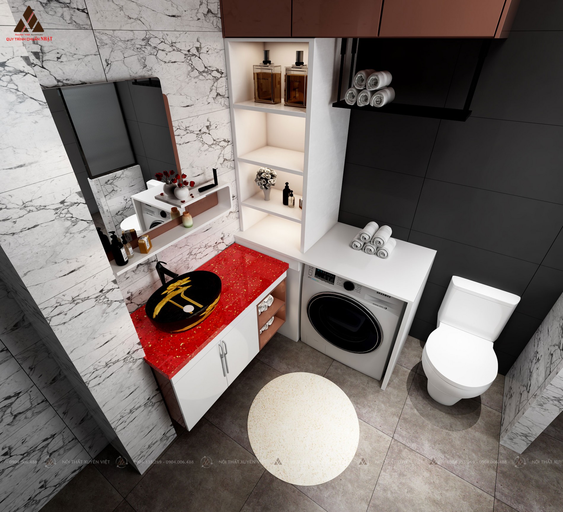 Tủ lavabo phủ acrylic và laminate LBK2024 chinh phục được tất cả khách hàng với mọi độ tuổi 