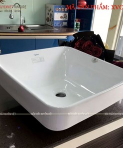 Chậu rửa lavbao bán âm bán dương dáng vuông có sẵn XVCV02