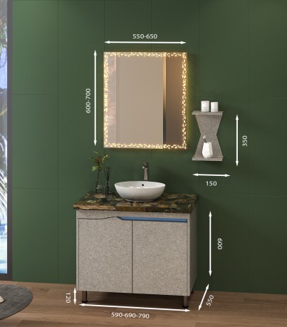 Tủ Lavabo C0269 – 11 Laminate vân đá xám thời thượng. 