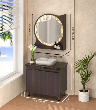 Tủ Lavabo C0269 – 12 Laminate vân gỗ trầm ấm.