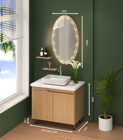 Tủ Lavabo C0269 – 14 Laminate hoạ tiết vân gỗ truyền thống. 