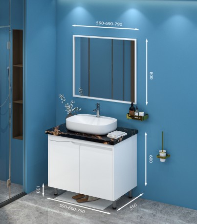 Tủ Lavabo chân đứng C0269 - 1 tone màu trắng thanh lịch. 
