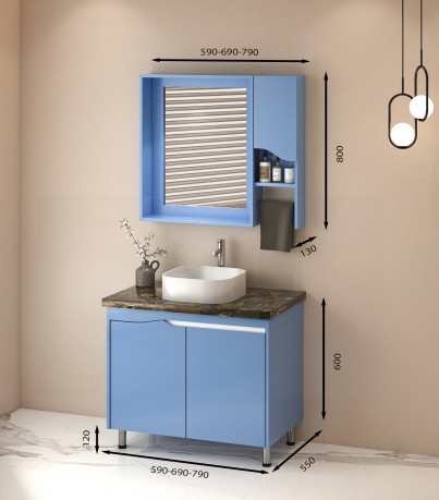 Tủ Lavabo chân đứng C0269 - 4 tone màu xanh lơ nhạt 