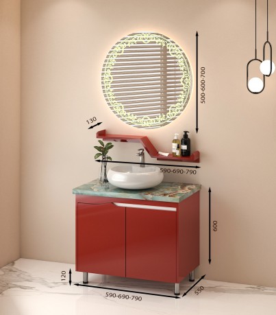 Tủ Lavabo C0269 - 7 tone đỏ đun độc đáo.