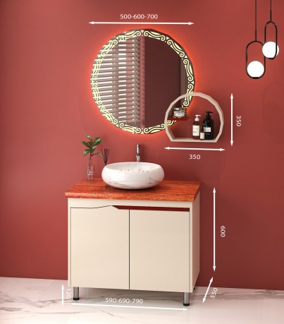 Tủ Lavabo C0269 - 8 tone kem nhã nhặn.
