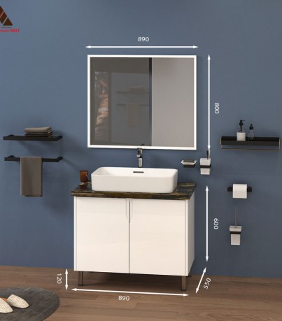 Tủ Lavabo có chân C0179-1 tone màu trắng tinh tế