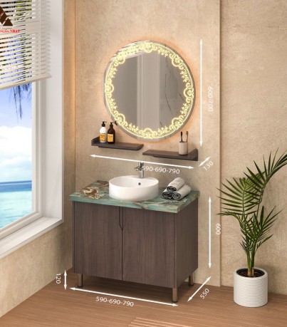 Tủ lavabo chân đứng mã C0169-10 vân gỗ nâu lịch lãm 