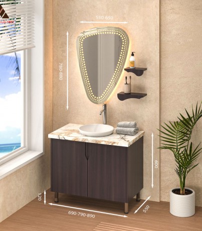 Tủ lavabo có chân mã C0179 - 12 phủ vân gỗ sang trọng