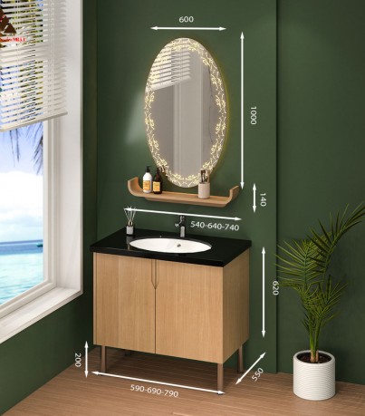 Tủ lavabo chân đứng mã C0179 - 14 vân gỗ  nâu nhạt sang trọng