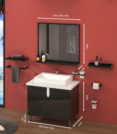 Tủ Lavabo C0179 - 2 tone màu đen huyền bí và sang trọng