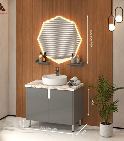 Tủ Lavabo chân đứng tone màu xám sang trọng mã C0169-5
