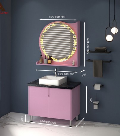 Tủ Lavabo có chân C0179-6 tone màu hồng phá cách 
