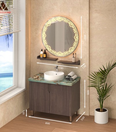 Tủ Lavabo C0189 - 10 Laminate vân gỗ nâu lịch lãm tối màu