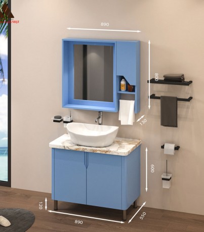 Tủ Lavabo tone xanh lơ hiện đại mã C0189-4 