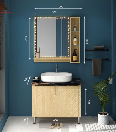 Tủ Lavabo chân đứng mã C0189 - 9 vân gỗ tự nhiên