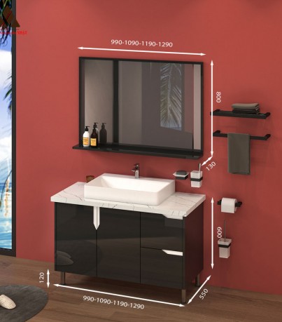 Tủ Lavabo C01109 - 2 tone đen sang độc đáo