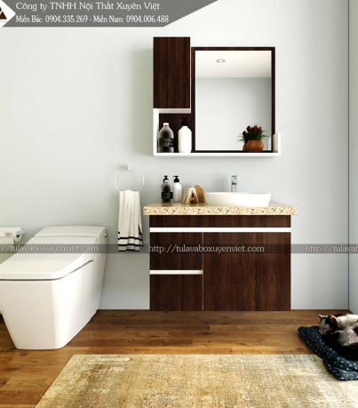 Bộ tủ lavabo giả vân gỗ LBK232 đẹp hút mắt