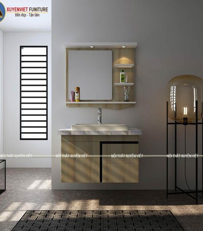 Bộ tủ lavabo laminate kiểu dáng treo tường LBK3007