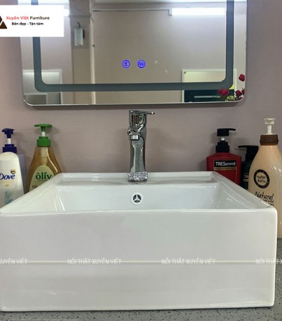 Chậu rửa lavabo đặt bàn hình vuông sang chảnh XVCV11