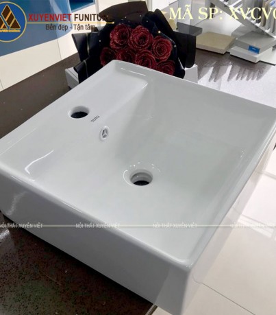Chậu rửa lavbao đặt bàn dáng vuông tại Xuyên Việt XVCV01