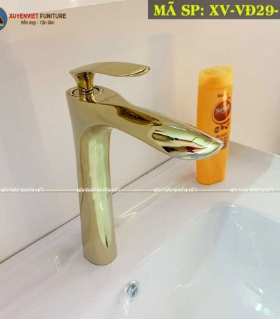 Vòi rửa lavabo tông màu vàng dáng cao XV-VĐ29-16