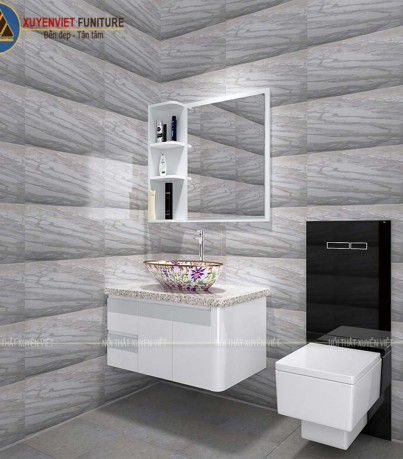Màu sắc mát mắt của bộ tủ lavabo treo tường XVL814