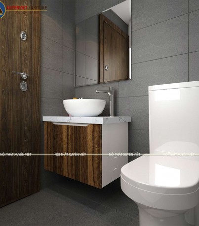 Mẫu tủ chậu lavabo giả gỗ hiện đại XVL748