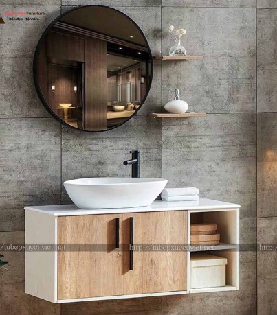 Mẫu tủ chậu lavabo laminate treo tường XVL689
