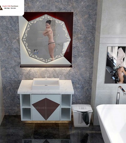 Sơn men bóng tủ lavabo XVL867 cánh phẳng hiện đại