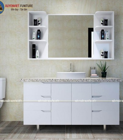 Tủ chậu phòng tắm chân đứng tông trắng sang chảnh XVL731