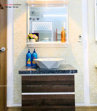 Tủ chậu rửa mặt vân gỗ sang trọng LBK272S có sẵn