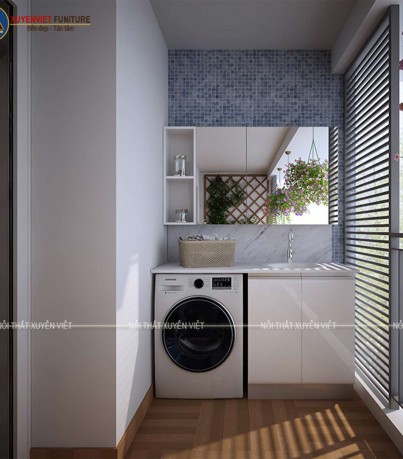 Tủ lavabo cánh boom cùng tủ máy giặt LBK3015