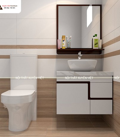 Tủ lavabo cánh phẳng hiện đại tông trắng XVL750