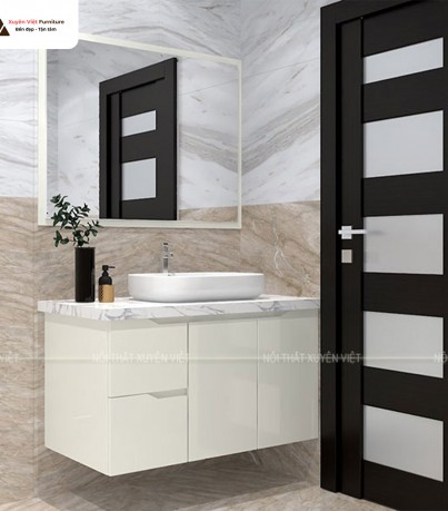 Tủ lavabo cao cấp XVL816 tông trắng kem