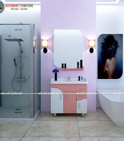 Tủ lavabo chân đứng có chậu liền bàn LBK2001
