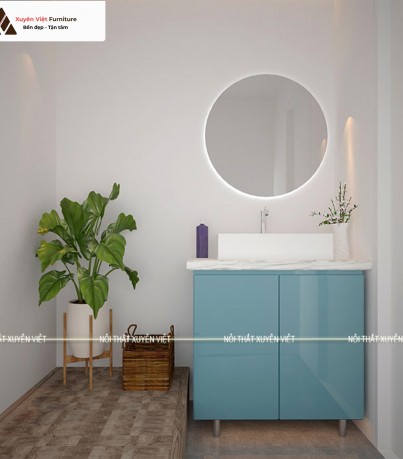 Tủ lavabo chân đứng tông xanh dương đầy nhẹ nhàng thanh lịch XVL728