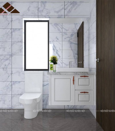 Tủ lavabo cổ điển bằng nhựa PVC sang chảnh với gam màu trắng XVL726