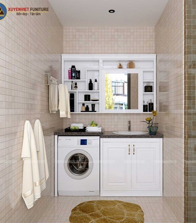 Tủ lavabo cổ điển kết hợp tủ máy giặt LBK1022