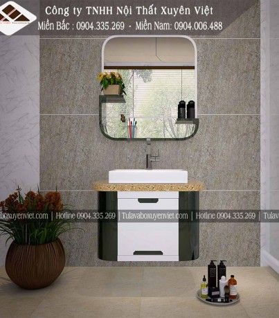Tủ lavabo đẹp màu xanh vỏ dưa độc lạ LBK2036