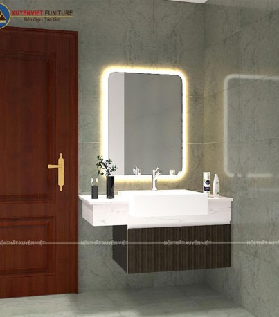 Tủ lavabo giả vân gỗ XVL822 nhà chị Phương Anh, Tây Hồ