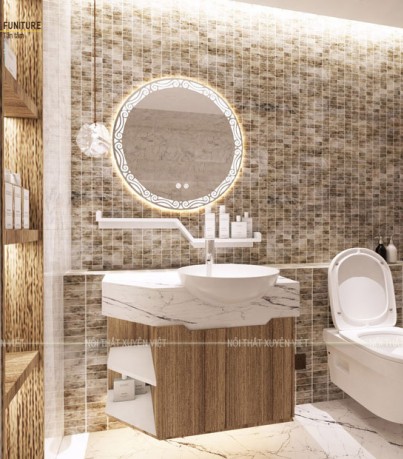 Tủ lavabo laminate giả vân gỗ XVL875
