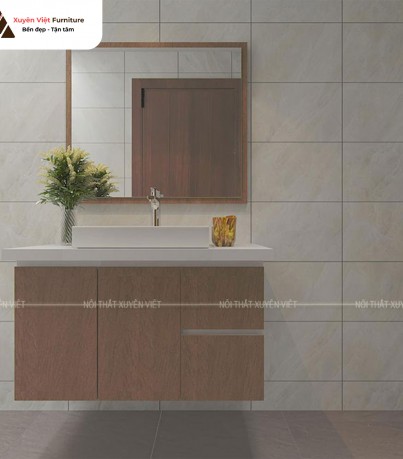Tủ lavabo nhựa XVL805 phủ laminate giả vân gỗ chống xước