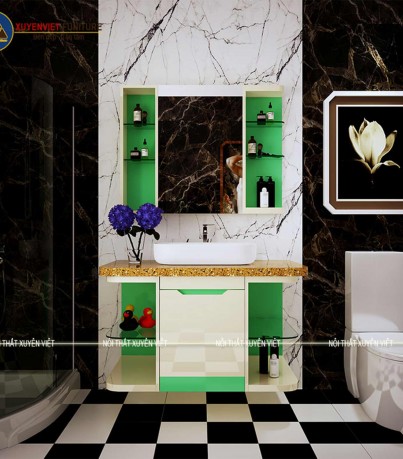 Tủ lavabo phòng tắm gam màu xanh LBK2027