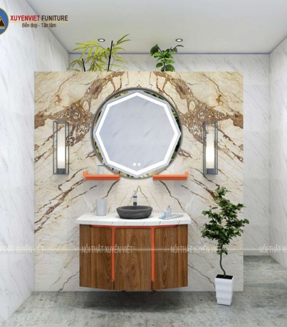 Tủ lavabo phủ laminate giả vân gỗ XVL850