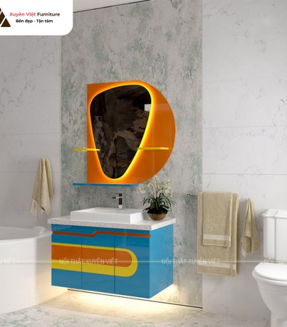 Tủ lavabo sơn line ba màu trên một cánh XVL864