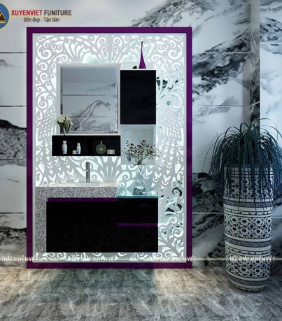 Tủ lavabo tông đen pha tím huyền bí LBK2013