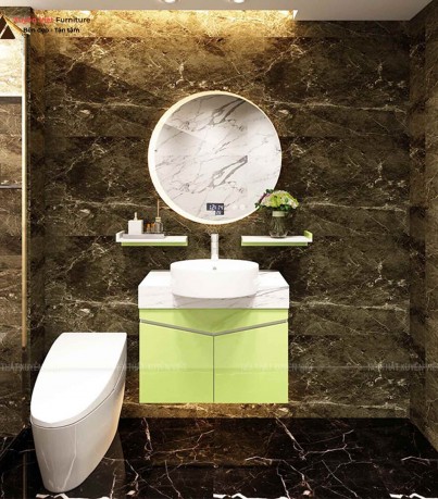 Tủ lavabo treo XVL859 sơn men xanh cao cấp