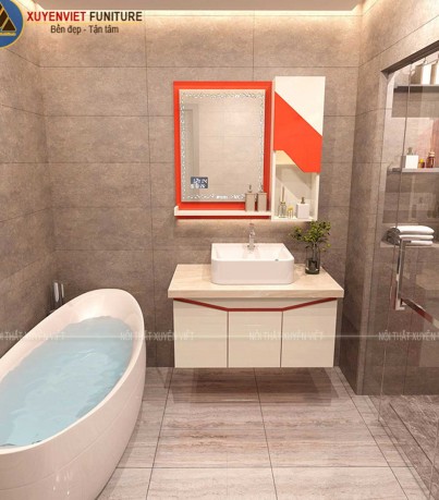 Tủ lavabo treo XVL860 cánh phẳng sơn men hiện đại